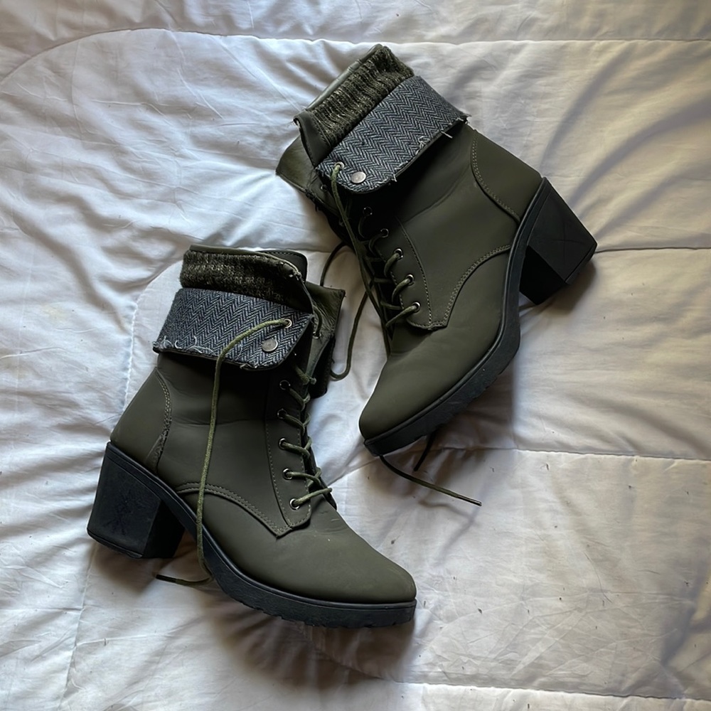 heeled combat boots